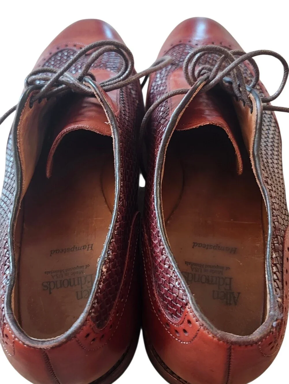 Vintage Allen Edmonds Hampstead 1968 Woven Leather Wingtip Oxfords Men's 10.5 D